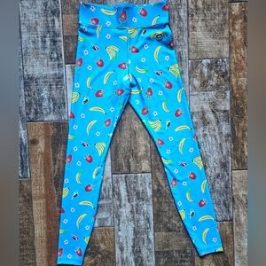 Nike Sportswear Fruit Print High Rise Leggings Size Small EUC Bright Blue Fun